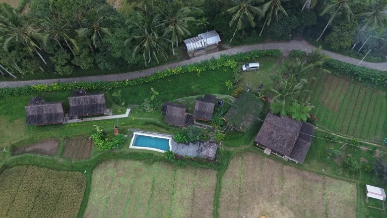 Aerial view of Pondok Peneng highland retreat